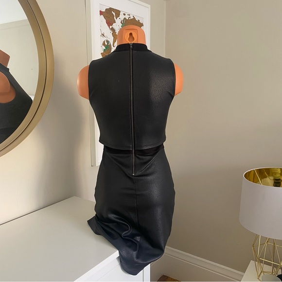 French Connection Black Faux Leather Cracked Earth Dress - 4 - Picture 5 of 5